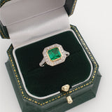 Vintage style emerald ring in box