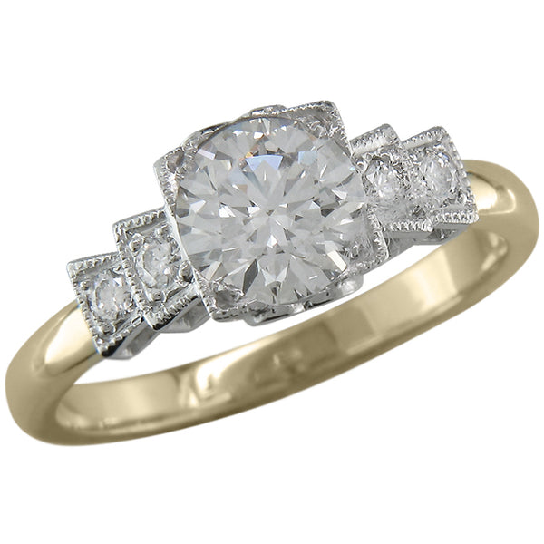 Vintage two tone diamond engagement ring