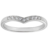 Wishbone wedding ring with diamonds in white gold 