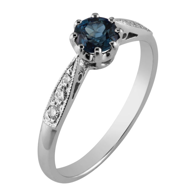 White gold sapphire engagement ring