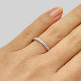 White gold scroll engraved wedding ring for women