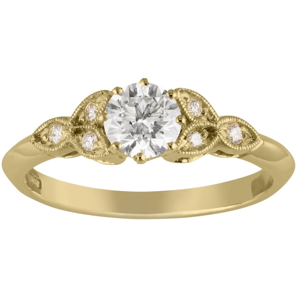 Yellow gold engagement ring with diamond band