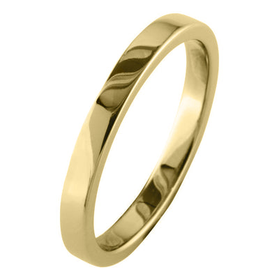 Yellow gold slim flat wedding ring - his and hers - Hatton Garden London